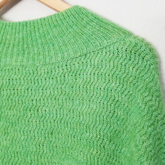 Topshop Mock Neck Oversized Chunky Knit Tunic Sweater Longline M 8/10 Green Cozy - Picture 13 of 14